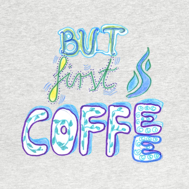 Funny coffee blue morning print by BalumbaArt